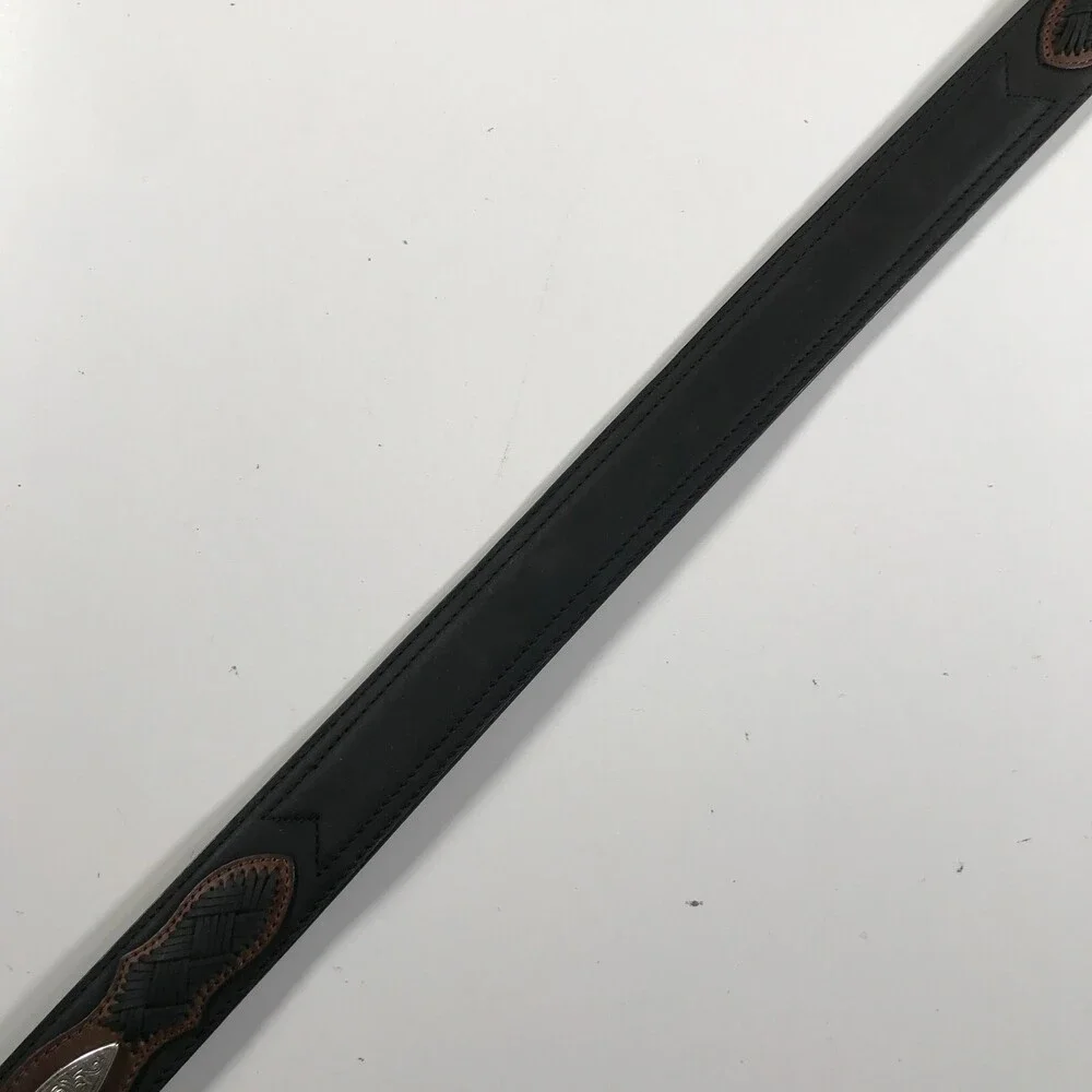 DDD 3D Leather Belt Western Black Black Brown Cowboy Rodeo 36-40'